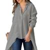 Women's Solid Color Loose Elegant Long Sleeve Irregular Lapel Shirt