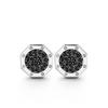 925 Silver Men's Punk Black Zircon Hoop Earrings with Design Sense