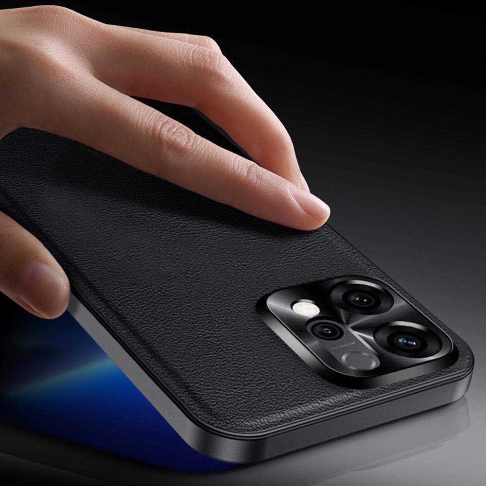 Für Oppo Reno14 Pro 5G (Global) Hülle PU+TPU+PC Handy-Rückseite mit Metall-Linsenrahmen