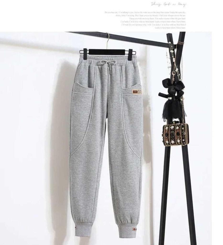 Trendy Women's Fleece Half-Zip Stand Collar Sweatshirt & Loose Harem Pants Set