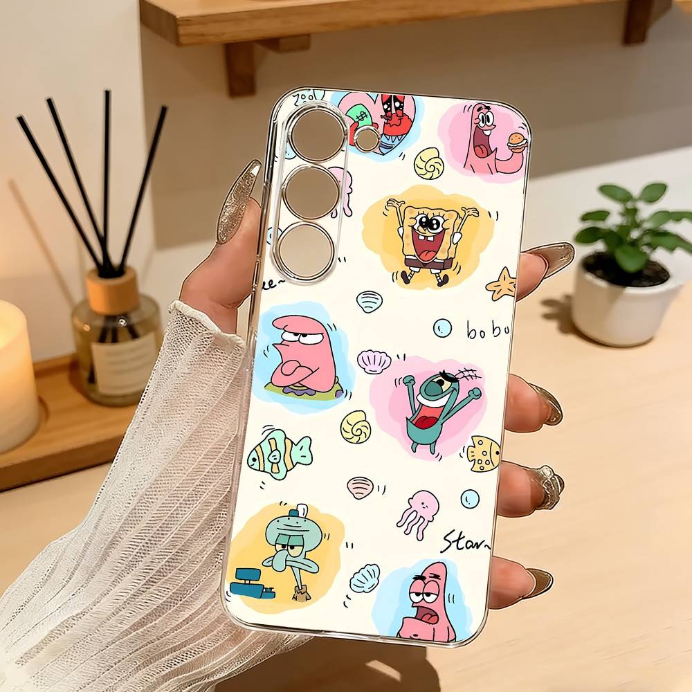 Animation S-Sponge B-Bob Phone Case For Samsung A10 A12 A31 A40 A70 Transparent Cover Samsung a52 a52S
