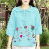 ZANZEA Women Casual Doll Collar Loose 3/4 Sleeve Print Blouse