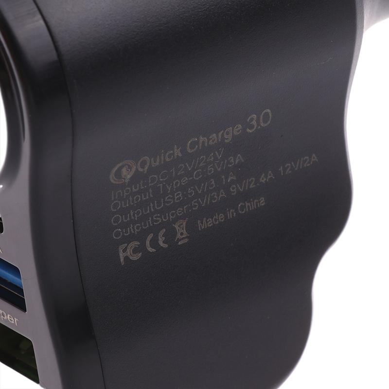 Dual Usb Car Charger Digital Display Car One To Three Cigarette Light 66W Car Multifunctional Charger