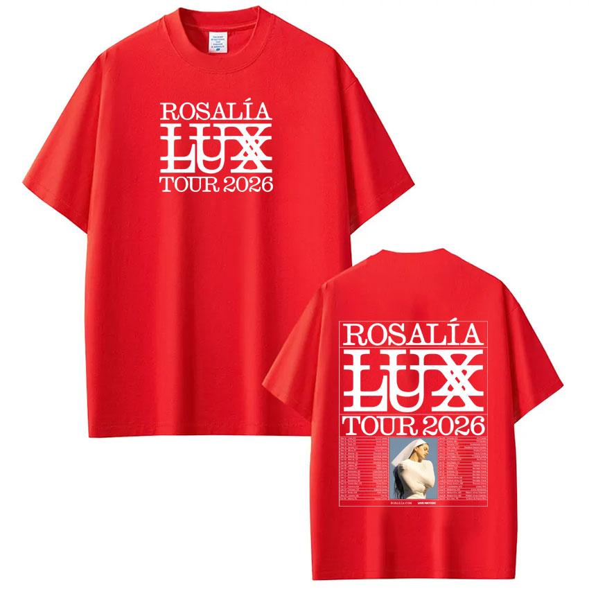Sängerin Rosalía LUX Album Tour 2026 Druck T-Shirt Herren Damen Mode Baumwoll T-Shirts Oversized Hip-Hop Lässig Ästhetische T-Shirts