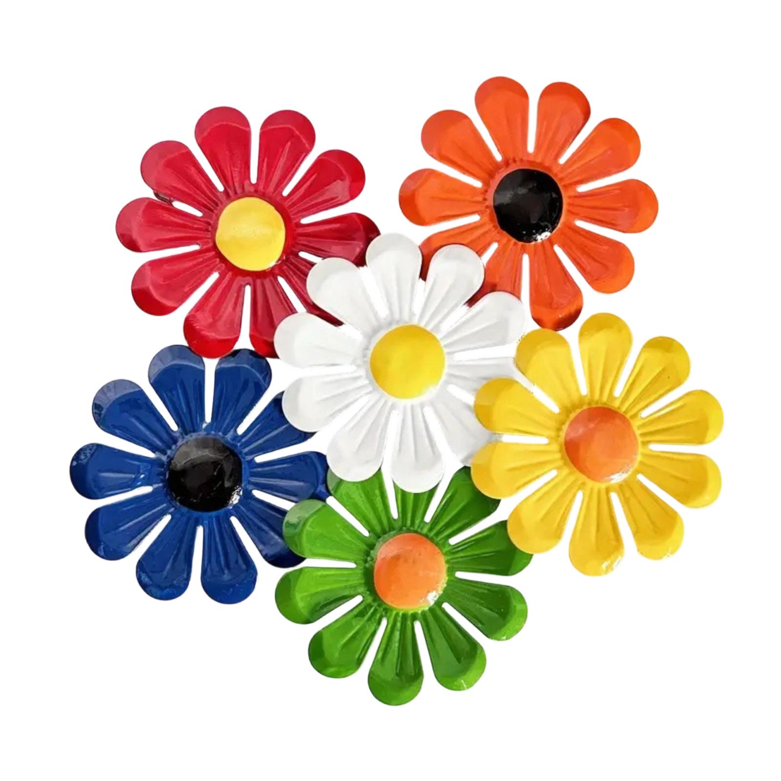 6PCS Metal Outdoor Wall Decoration Sunflower Decoration Ornaments