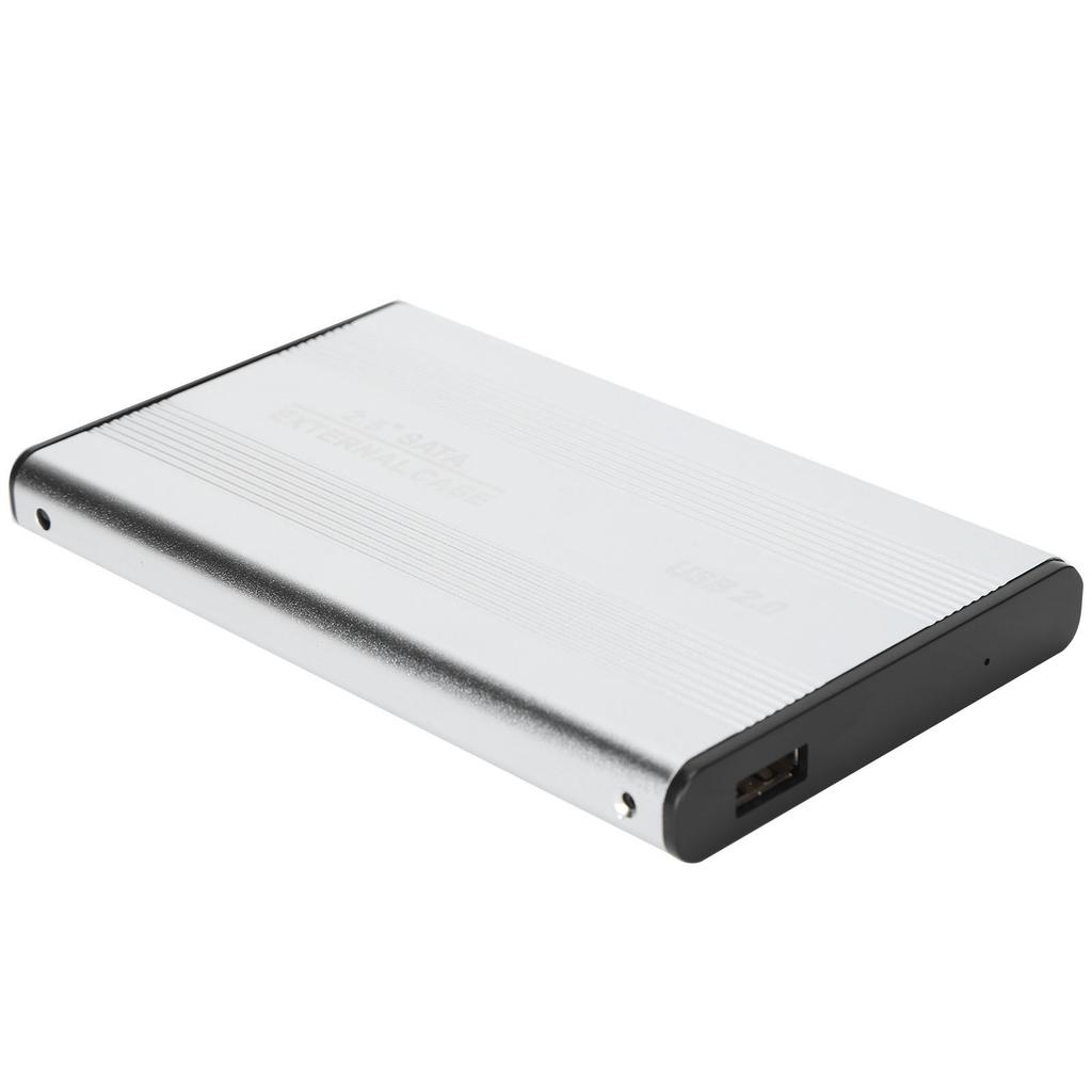 HDD Enclosure Plug Play 3TB USB2.0 SSD Hard Disk Box for OS X Laptops External Data Storage Argent  (Not Inclube Hard