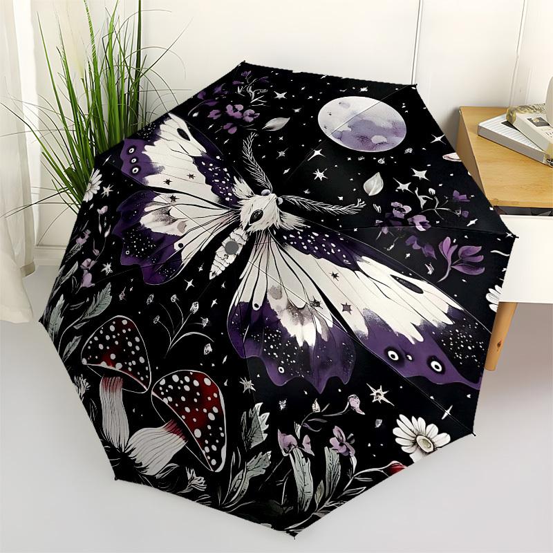 1pc Butterfly MushroomOpen/Close Umbrella-Windproof, Compact Travel Umbrella, Sturdy 8-Rib Shaft, Outdoor Accessory, 1060