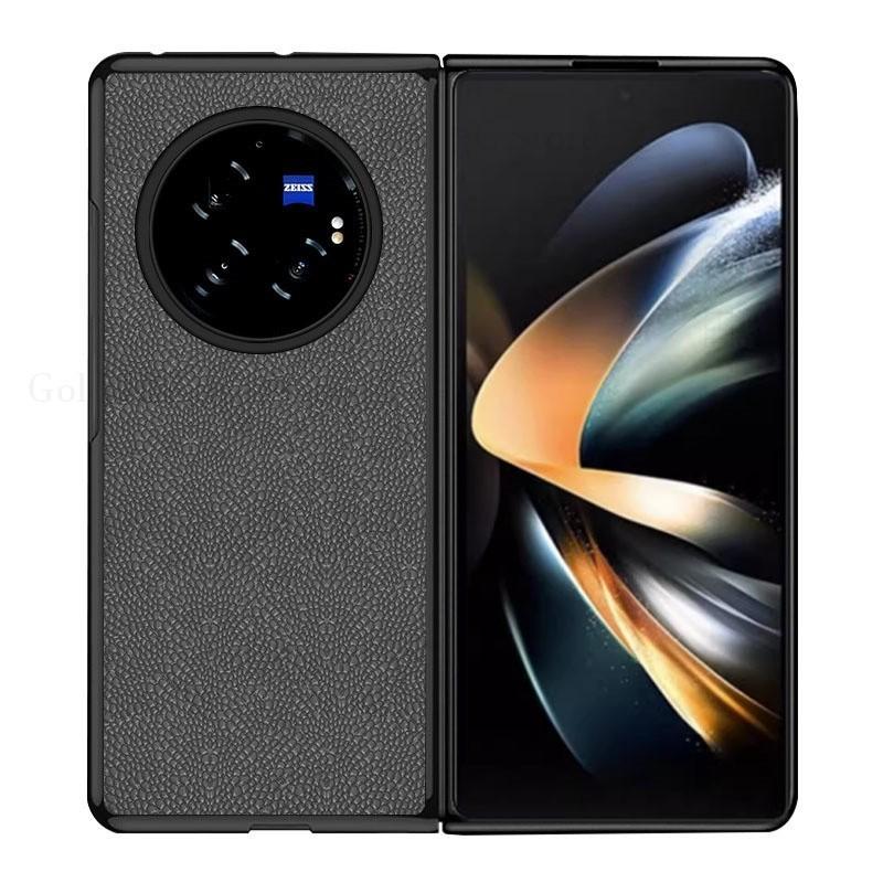 Für Vivo X Fold3 Pro 5G Luxuriöses Leder-Handyhülle für Vivo X Fold 3 Fold2 Holster Stoßfeste Schutz-Flip-Hart-PC-Rückseite