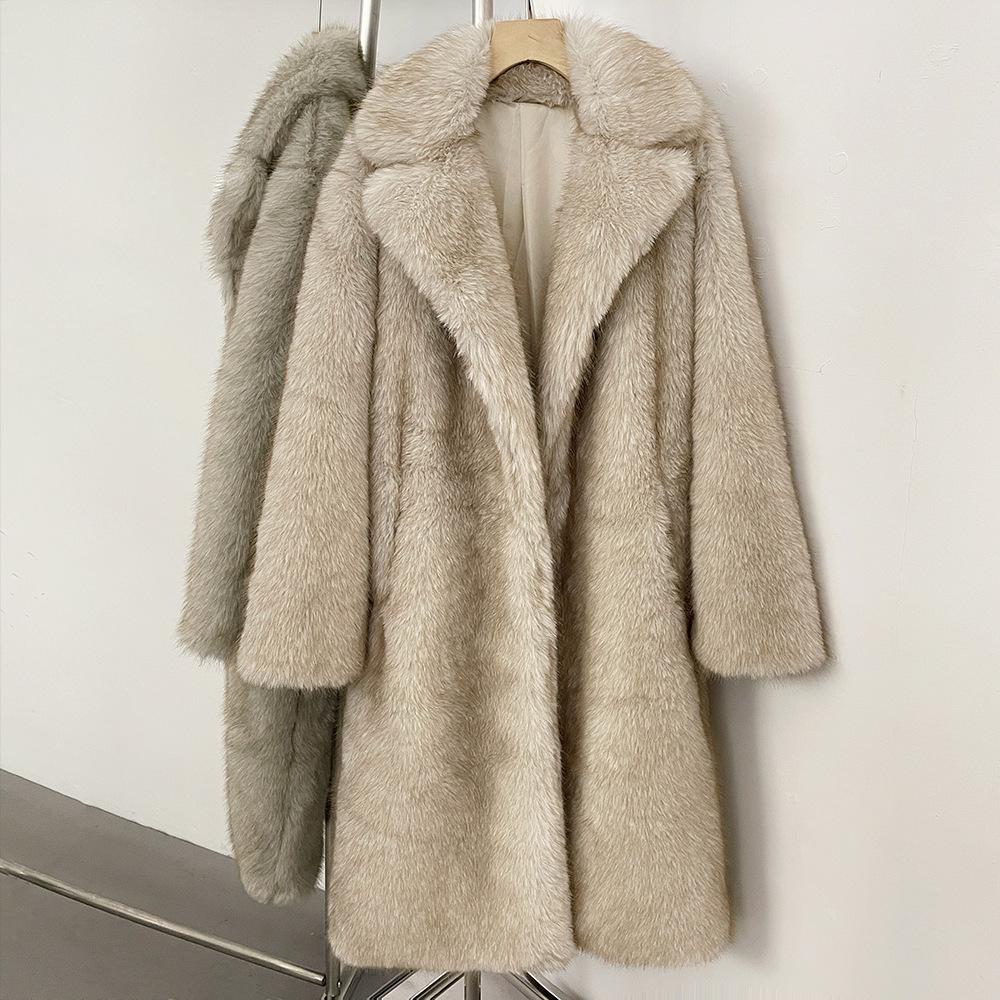 

Winter Long High-quality Synthetic Fur Environmentally Friendly Fur Imitation Fur Coat for Women Thicken Plush Jackets 2026 S