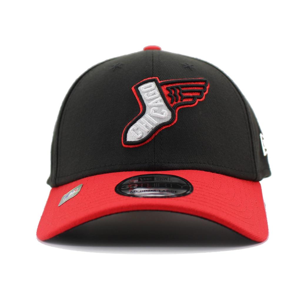 New Era City Connect 39THIRTY Chicago White Sox MLB CITY CONNECT ALTERNATE FLEX FIT CAP CHICAGO WHITE SOX Stretch Fit Hat 3930 Size BLACK-RED Men's