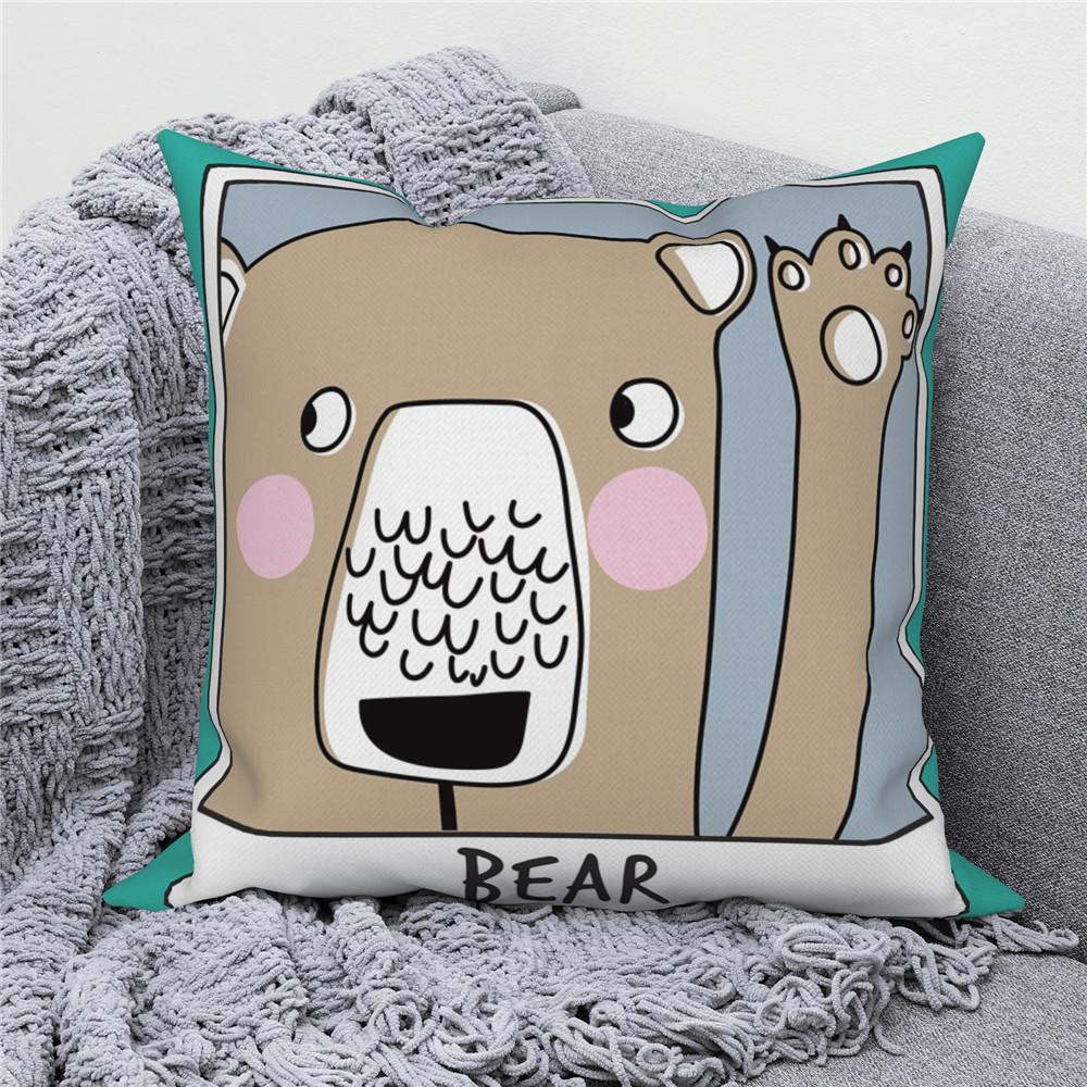White Throw Pillow Cover Home Decor Sofa Decorative   Cartoon Animal Cushion