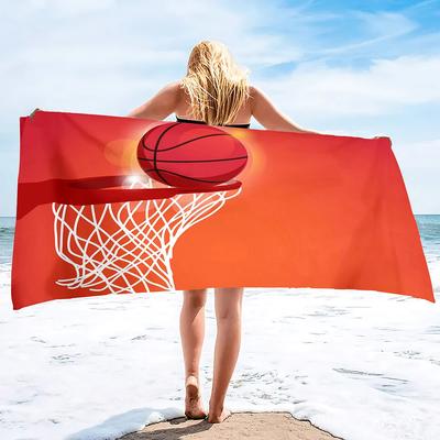 Basketball Großes Strandtuch, Weich und Schnelltrocknend Übergröße Bad Weiche Mikrofaser für Sport Mädchen Teenager Erwachsene Männer