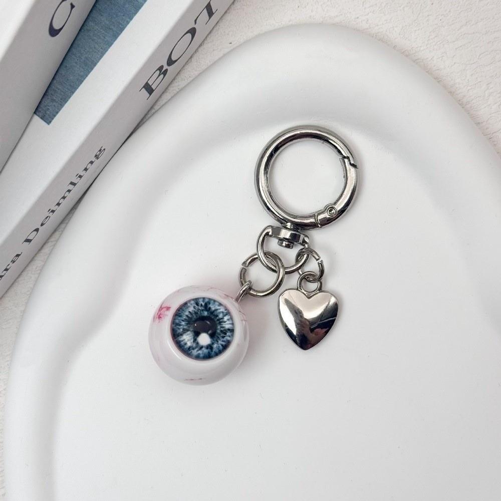 

Funny Bag Pendant Resin Car Key Holder Fashion Demon Eyeball Keychain Gift Blue Silver