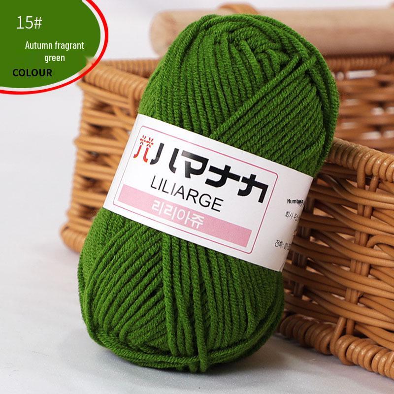 Korean Baby Milk Cotton Yarn: 4-Strand Crochet & Hand Knitting Yarn for Dolls, Infants, and Children.