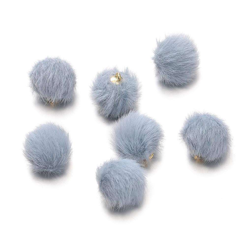 10pcs 17mm Plush Fur Covered Ball Beads Charms Pompom Beads Pendant for DIY Earring Bag Keychain Pendant Jewelry Making Supplies