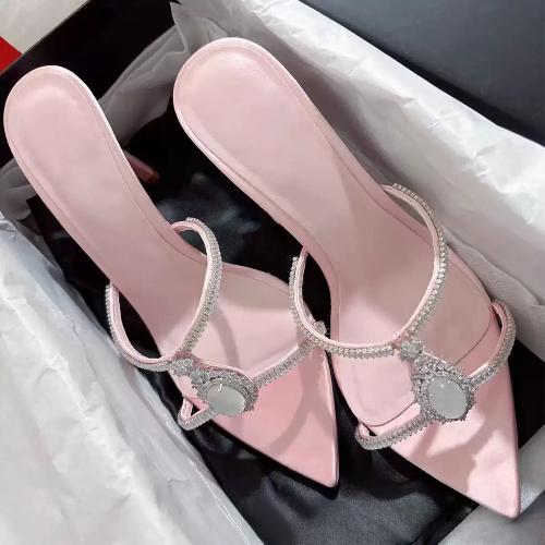 

Летние Новые Женские Босоножки на Высоком Каблуке, Шлепанцы-Слайдеры со Стразами, С Открытым Носком, На Шпильке, на Платформе 40