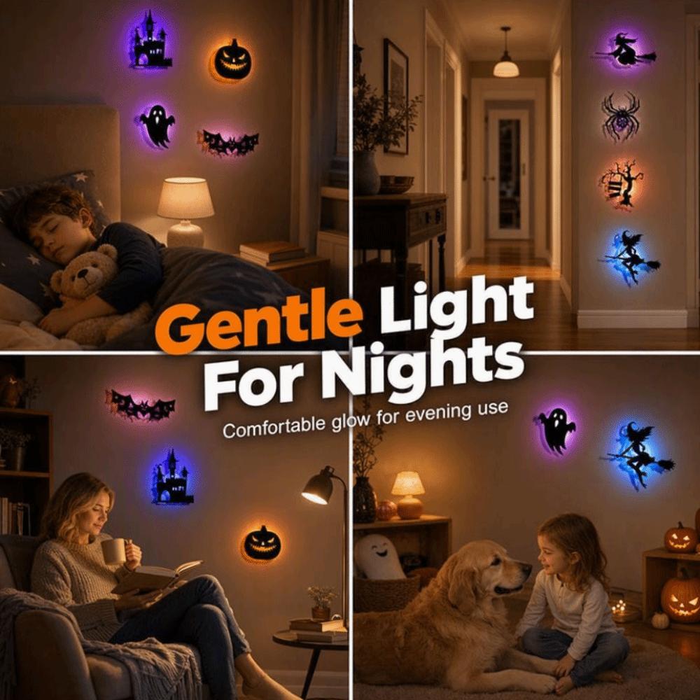 3D Effect Night Light Stickers Hollow Cutout 3D Wall Decals New Halloween Wall Stickers  Home Decor