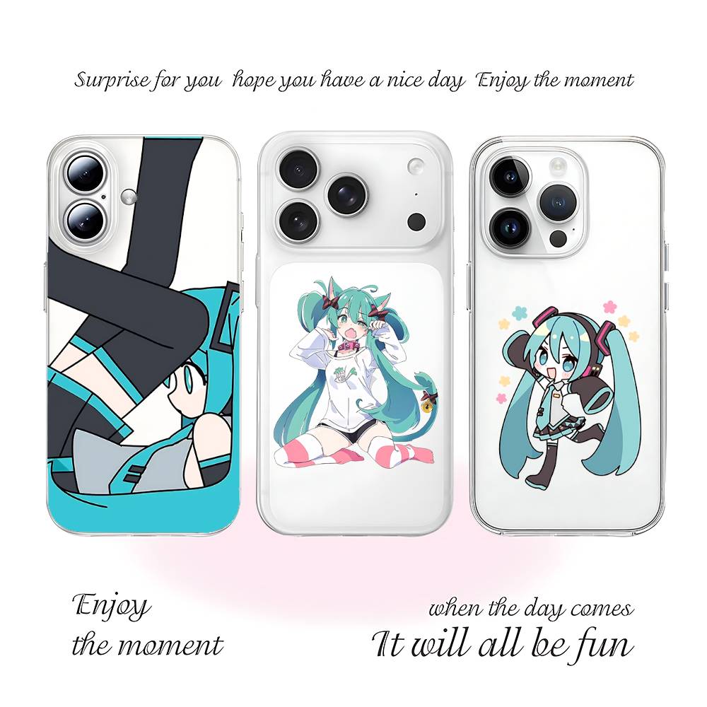 Kawaii H-Hatsune Miku-S Phone Case For Iphone17 16 15 11 13 14 Pro Max 7 8 Plus X Xr Xs Max Se2020 12mini Transparent Cov
