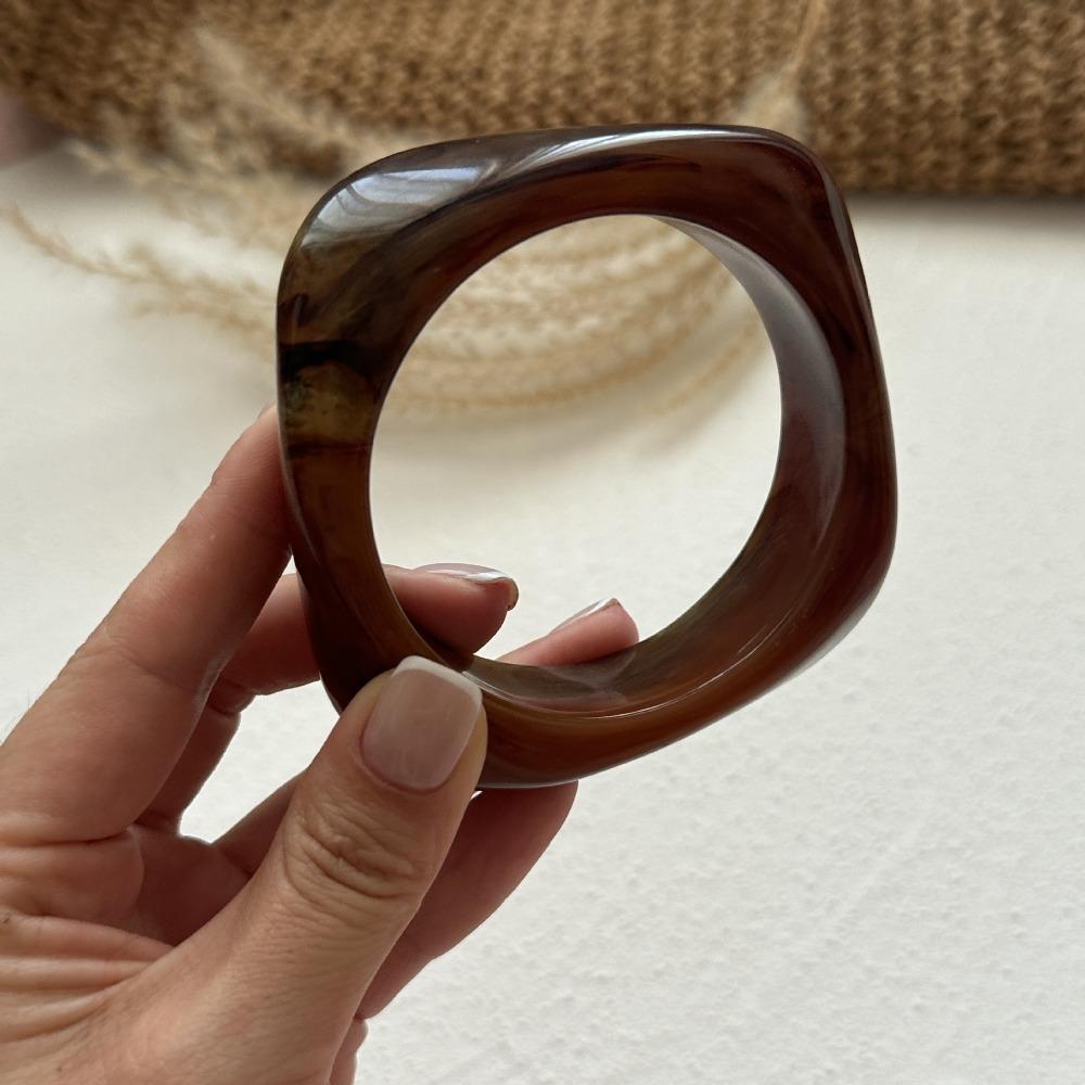 Zinc Zinc Alloy Acrylic Bangle Vintage Retro Hand Ring Creative Irregular Chunky Bangles  Gift