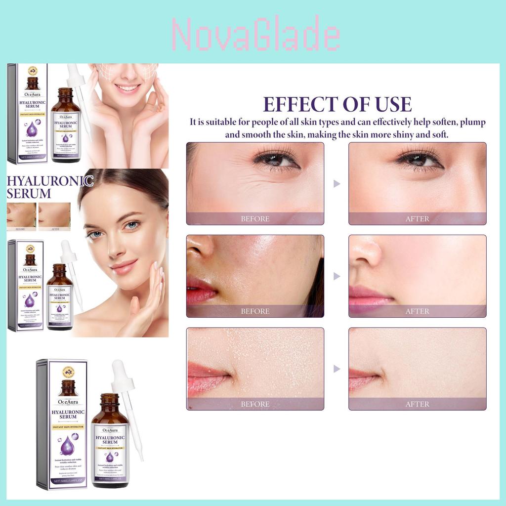 Oceaura Hyaluronic Acid Facial Serum For Hydration Firming Wrinkle Reduction And Pore Minimizing 50ml