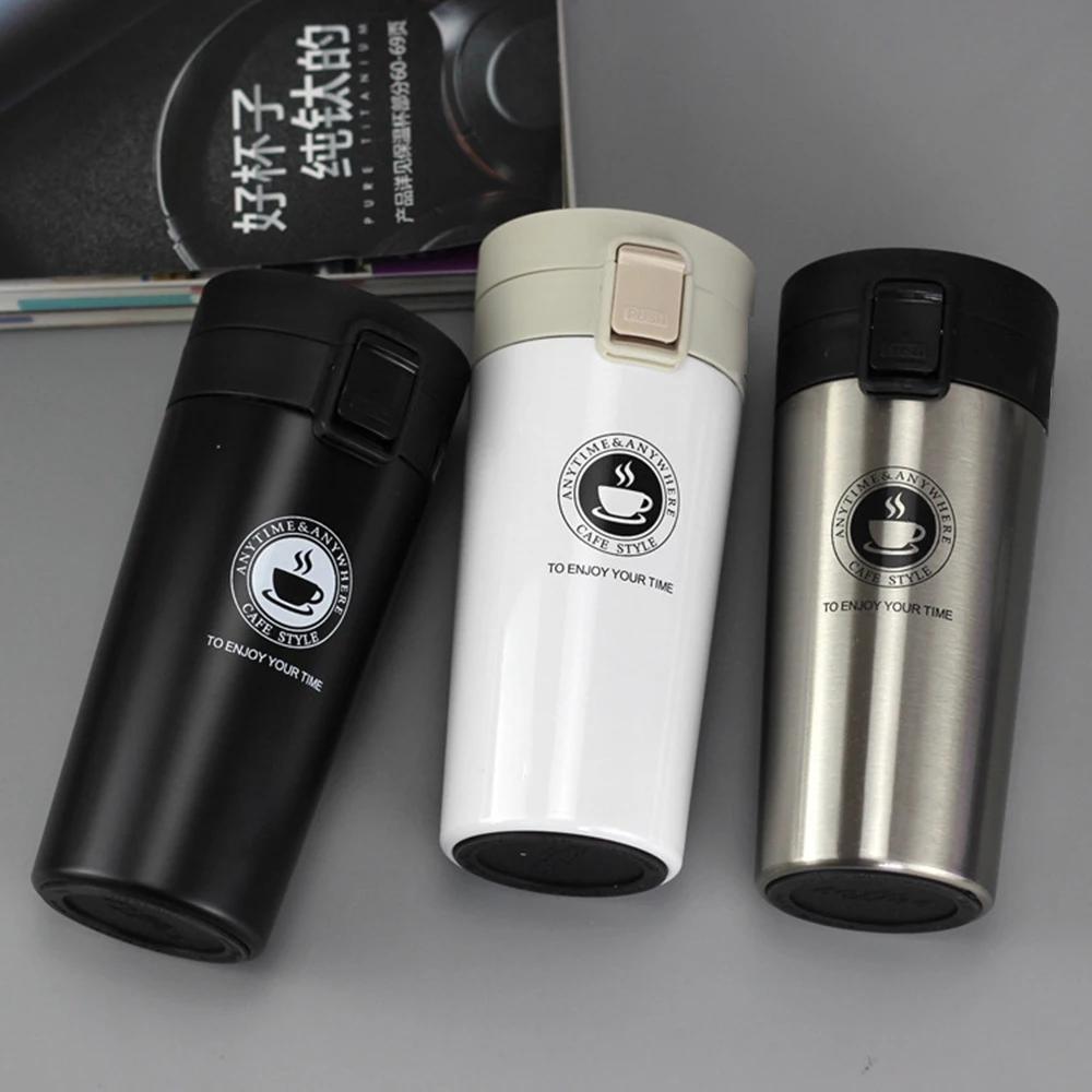 380ml Thermos Coffee Cup Thermal Mug Double Layer Stainless Steel Vacuum Insulated Metal Thermos Outdoor Sports Water Bottle