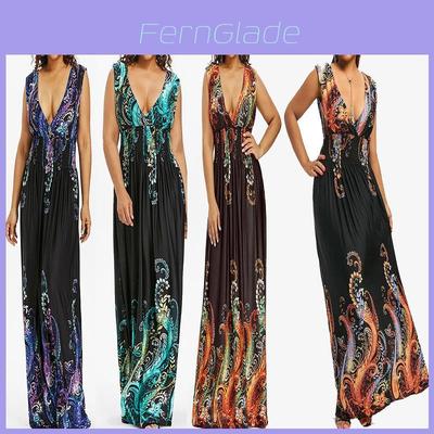 Elegant Women Dress Sleeveless V Neck Evening Party Gown Maxi Long Dress