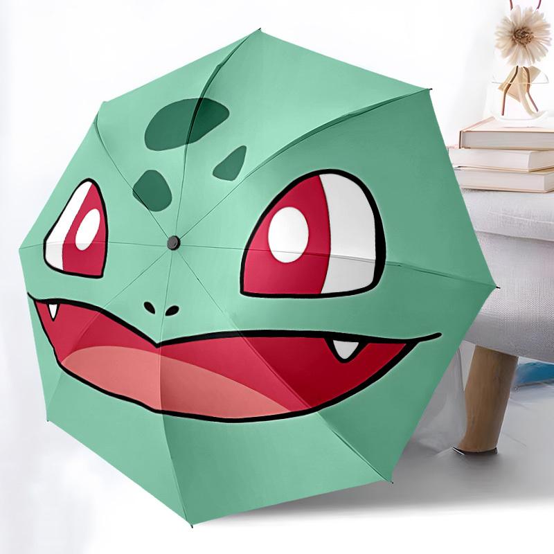 1pc Pokemon Bulbasaur Automatic Open/Close Umbrella - Compact Travel Umbrella, Perfect for Women & Men - Ideal Birthday/Christmas Gift, 164