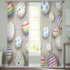Easter Eggs Wood Grain Background Tulle Curtains For Living Room Bedroom Voile Sheer Curtain Window Home Decor Drapes