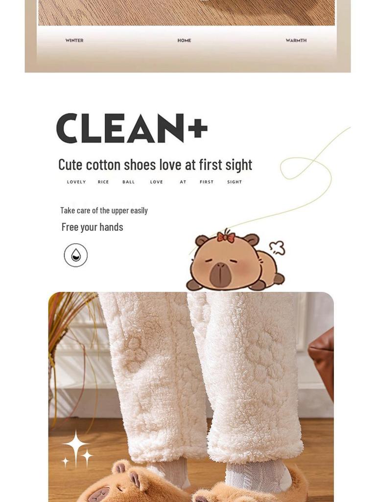 Capybara Cotton Slippers – New Winter 2025 Plush Home Slippers for Men & Women, Cute & Warm for Autumn and Winter.