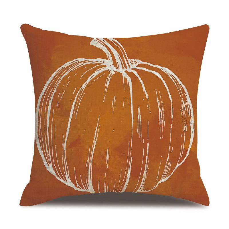Thanksgiving Linen Pillowcase Autumn Pumpkin Print Pillow Cushion Cover