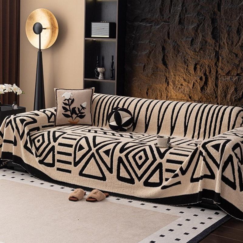 New Bohemian Style Sofa Protector, Vintage Comfortable Warm Fleece Sofa Blanket, Suitable for Pets, Anti-slip Protection, Luxury