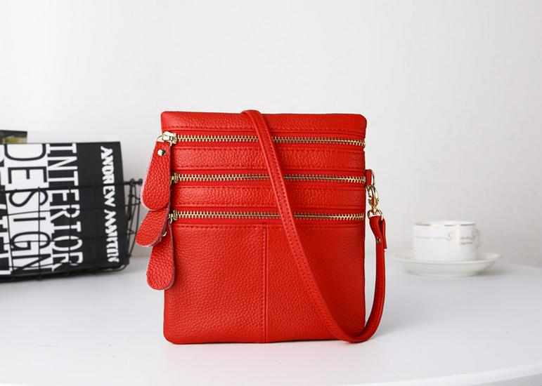 Women's Versatile Genuine Leather Crossbody Coin Purse & Shoulder Bag with Four-Layer Zipper Pockets for 5.5-inch Phones