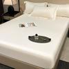 Washed Silk Summer Fitted Sheet Set - Ice Silk Mattress Protector, Cover, and Bedspread (3-Piece)