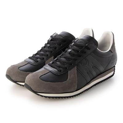 Mobus Men's German Trainer Leather Sneakers, Casual and Sporty, Walking Shoes with Long Legs, Current Model DRESDEN (Black/Charcoal, Japanese Shoe Siz