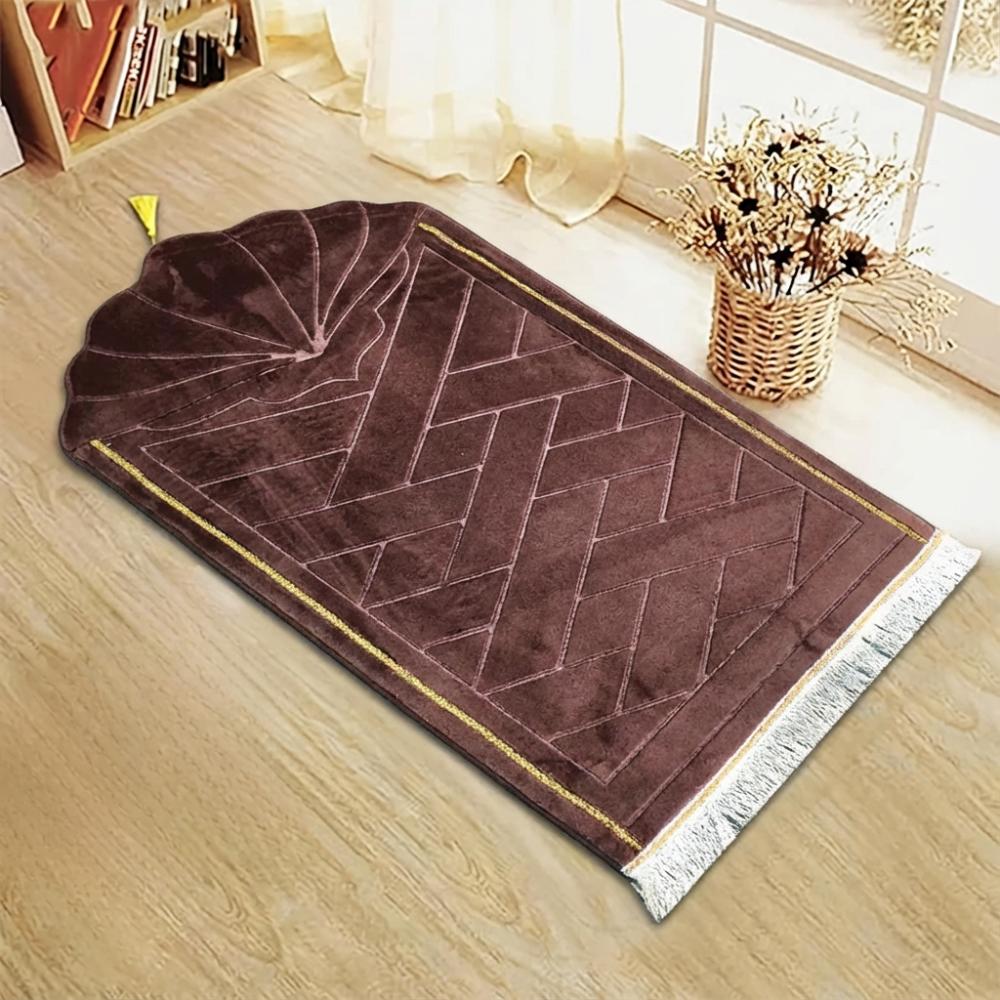 High Quality Soft Prayer Mat Gold Rimmed Thick Sponge Prayer Carpet Rug Tassel Embossed Flannel Home Carpets For Multiple Scenes