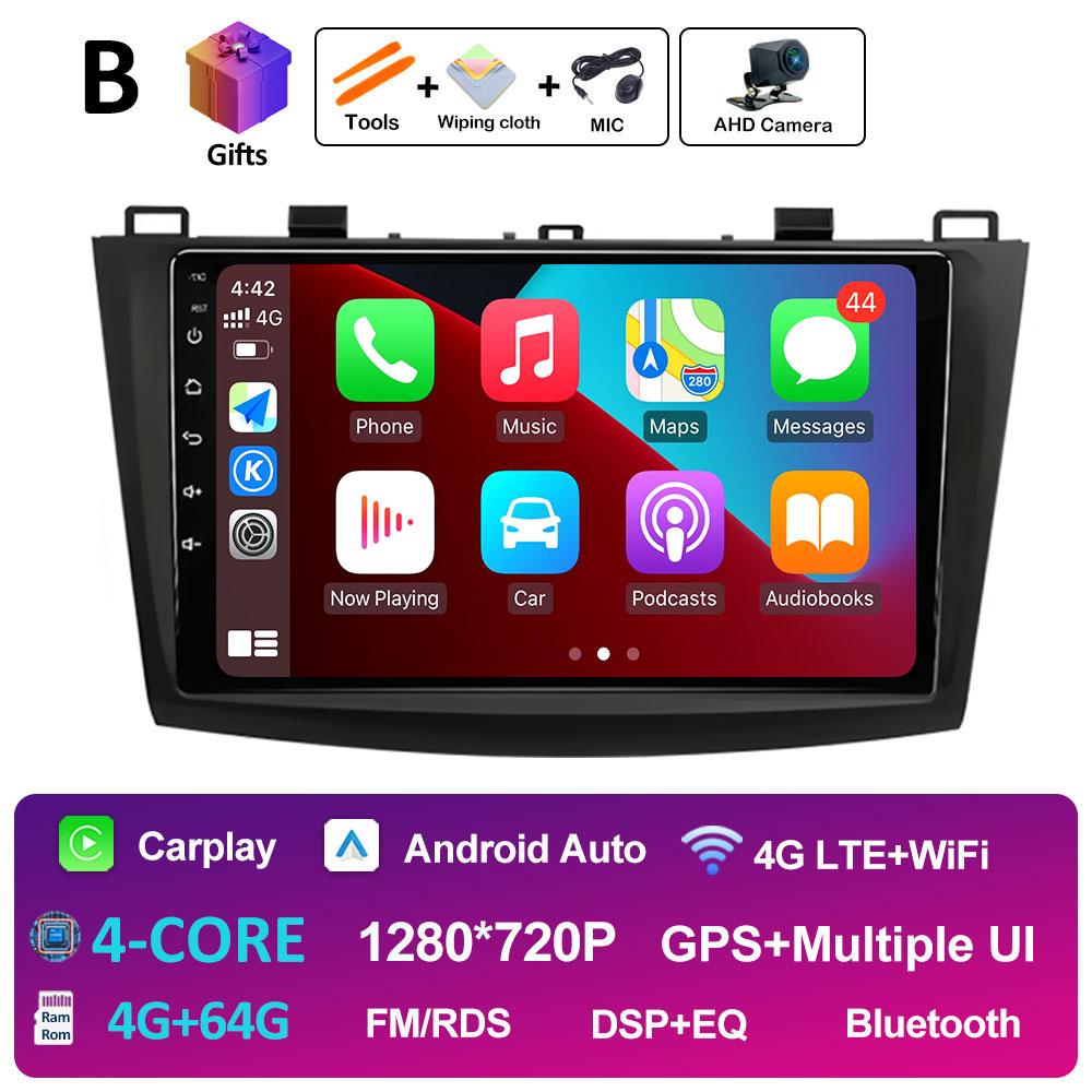 Player Multimedia Pentru Mazda 3 2009 2010 2011 2012 2013 Android Auto Ventilator de Răcire DSP Stereo Carplay Wireless Ecran QLED IPS WIFI