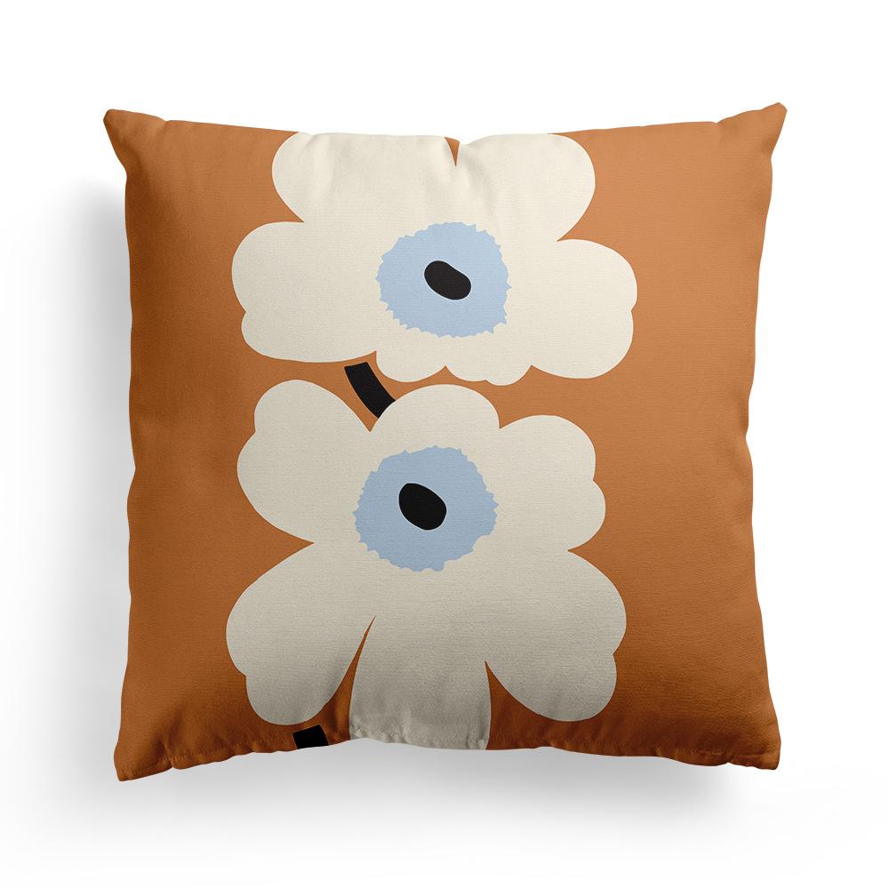 New Nordic Orange Geometric Pillowcase Floral Print Peach Leather Fleece Home Pillow Cushion Cover