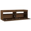 Moderner TV-Schrank Im Vintage-Stil Mit LED-Licht Außenansicht Aus Brauner Eiche 120x35x40 Cm