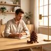 Handheld Flexible Hinge Figurine 3D Printed Pinecone & Leaf with Posable Jointed Legs, Decoration Articulated Desktop Decor, Forest-Themed Shelf