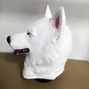 Latex Halloween Costume Mask White Husky Dog Head Cover Animal Cosplay Accessory Adults