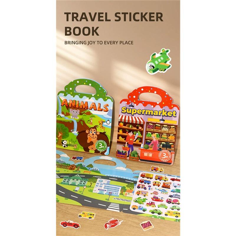 Children's Portable Quiet DIY Reusable Sticker Book Busy Jelly Paste Sticker Multi-scene Bubble Sticker Toys for Fun Learning