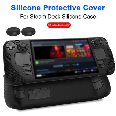 Game Console Protective Case with Thumb Grip Caps Impact Resistant Scratch-proof Silicone Protective Cover for Steam Deck