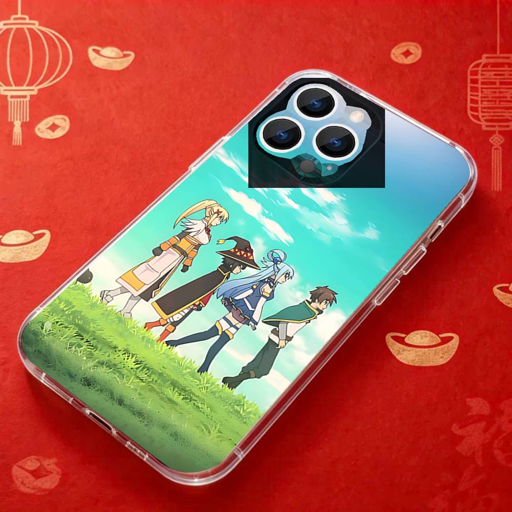 

Megumin Anime K-KonoSubaS Phone Case for iPhone 16 15 14 13 12 11 17 Plus Pro Max X XR XS Max Soft Clear Tpu iPhone11PROMAX