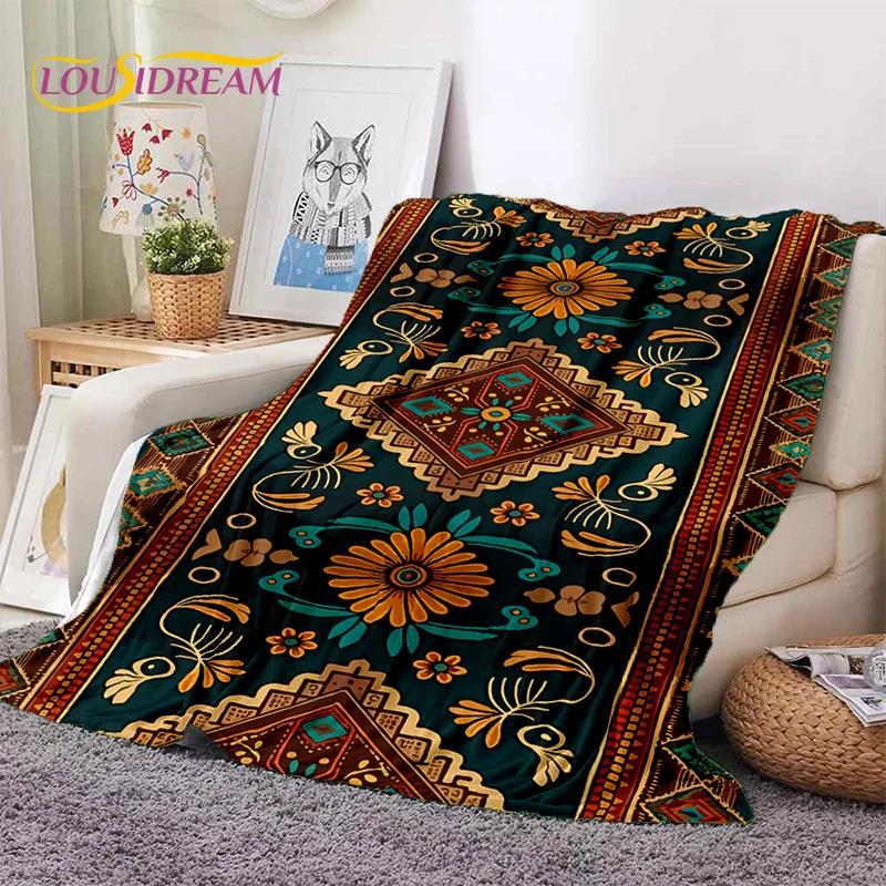 Turkey Persian Bohemian Mandala Flower Soft Flannel Blanket for Bed Bedroom Sofa Picnic,Throw Blanket for Outdoors Leisure Gift