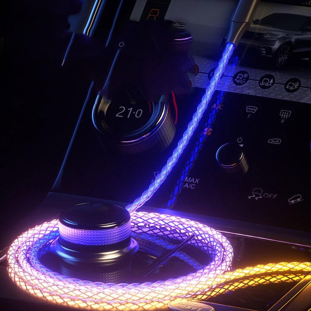 RGB Illuminated Data Cable, 100W Fast Charging with Cool Breathing Light Effect, USB Mobile Phone Charging Cable