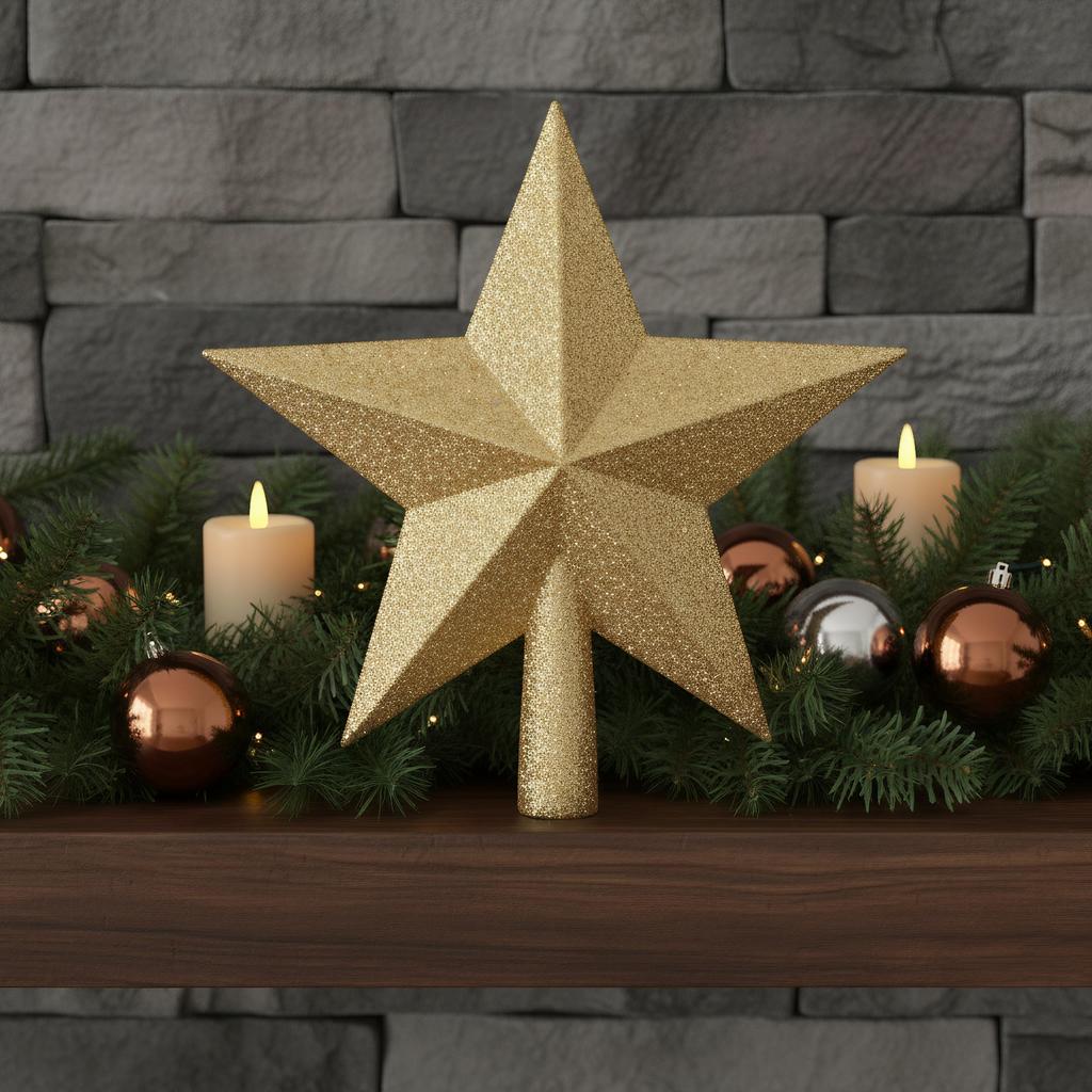 Frcolor Christmas Tree Top Star 20cm Tree Top Christmas Decoration Gold Classic Color Tree Top Star