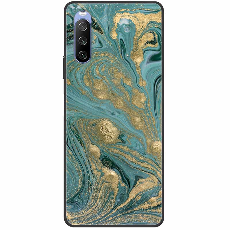 Soft Cover For Sony Xperia 10 III Case 5 III Soft Silicone Black Cases for Sony Xperia 1 III / Xperia1 XZ4 Covers Cool Marble