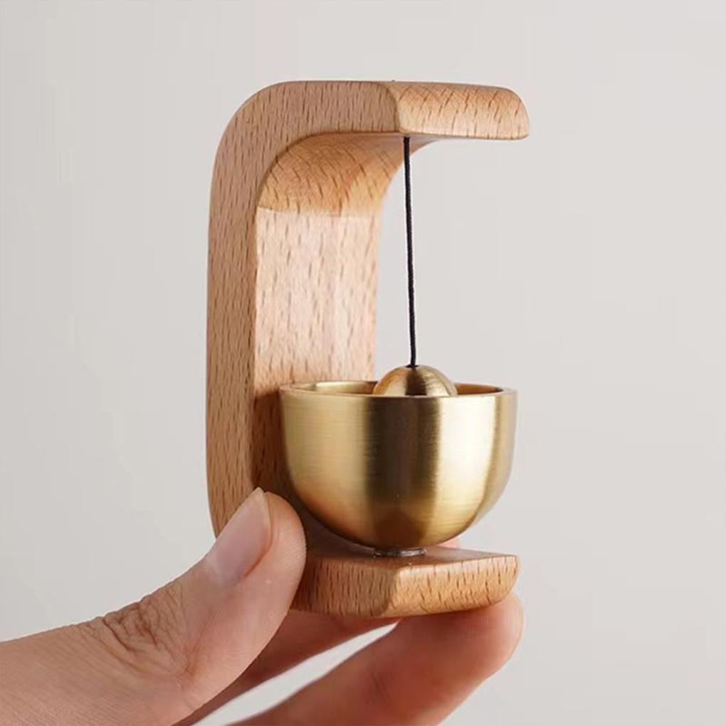 Wireless Jingle Bell Entrance Door Bell Pendant Wireless Doorbell Solid Wooden Doorbell Magnetic Brass Wind Chimes Home Decor