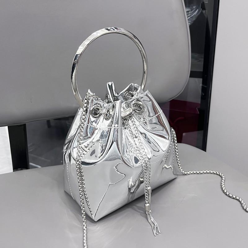 2025 Sac de Soirée Porté Main pour Femme en Cuir Verni Brillant de Designer de Luxe Sac à Main Seau à Poignée Ronde Marque Féminine Sac Bandoulière
