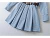 2025 Retro Sweet Spicy Striped Dress with Waistband and Pleated Skirt